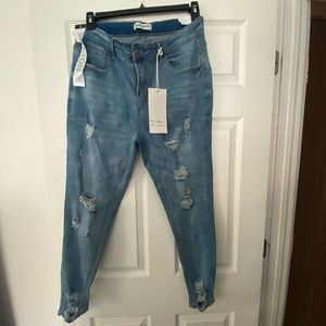 Women’s Plus Distressed Blue Jeans